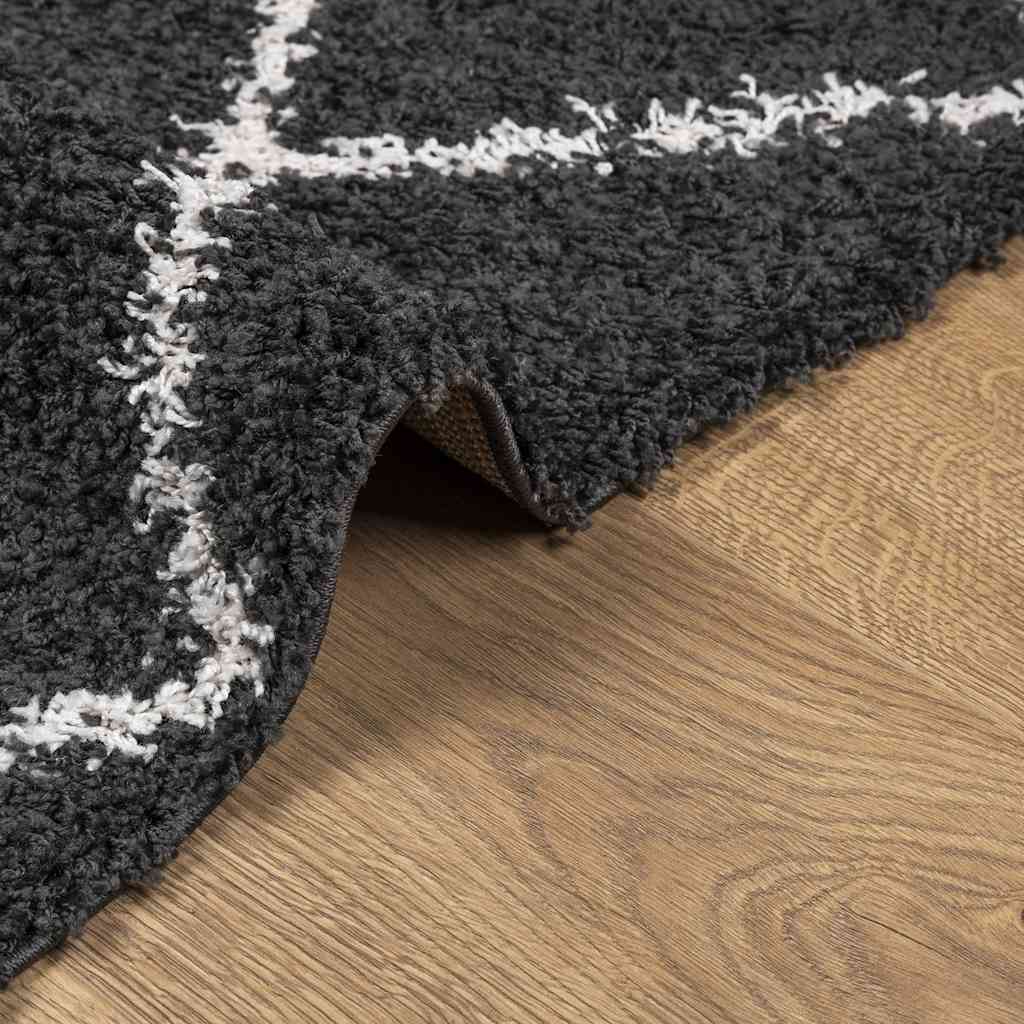 Tappeto Shaggy PAMPLONA a Pelo Lungo Nero e Crema 140x200 cm | homemem39