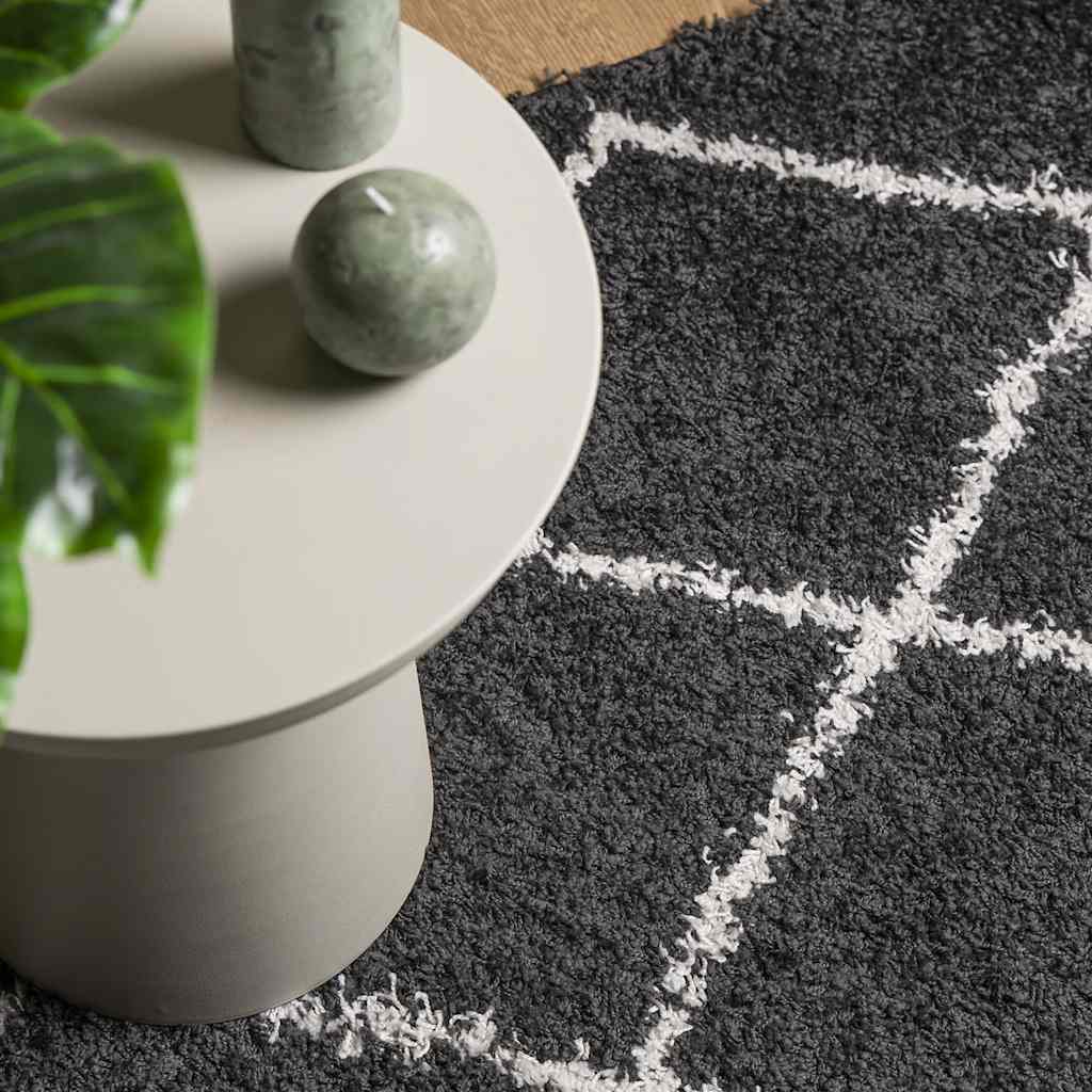Tappeto Shaggy PAMPLONA a Pelo Lungo Nero e Crema 140x200 cm | homemem39