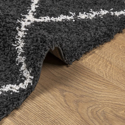 Tappeto Shaggy PAMPLONA a Pelo Lungo Nero e Crema 200x280 cm - homemem39