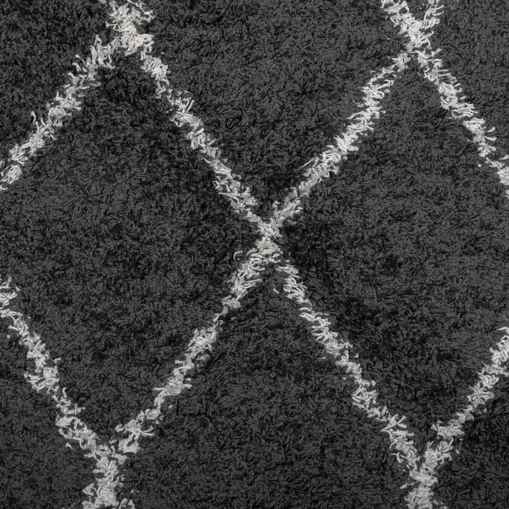 Tappeto Shaggy PAMPLONA a Pelo Lungo Nero e Crema 200x280 cm | homemem39
