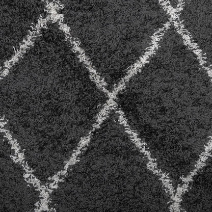 Tappeto Shaggy PAMPLONA a Pelo Lungo Nero e Crema 200x280 cm | homemem39