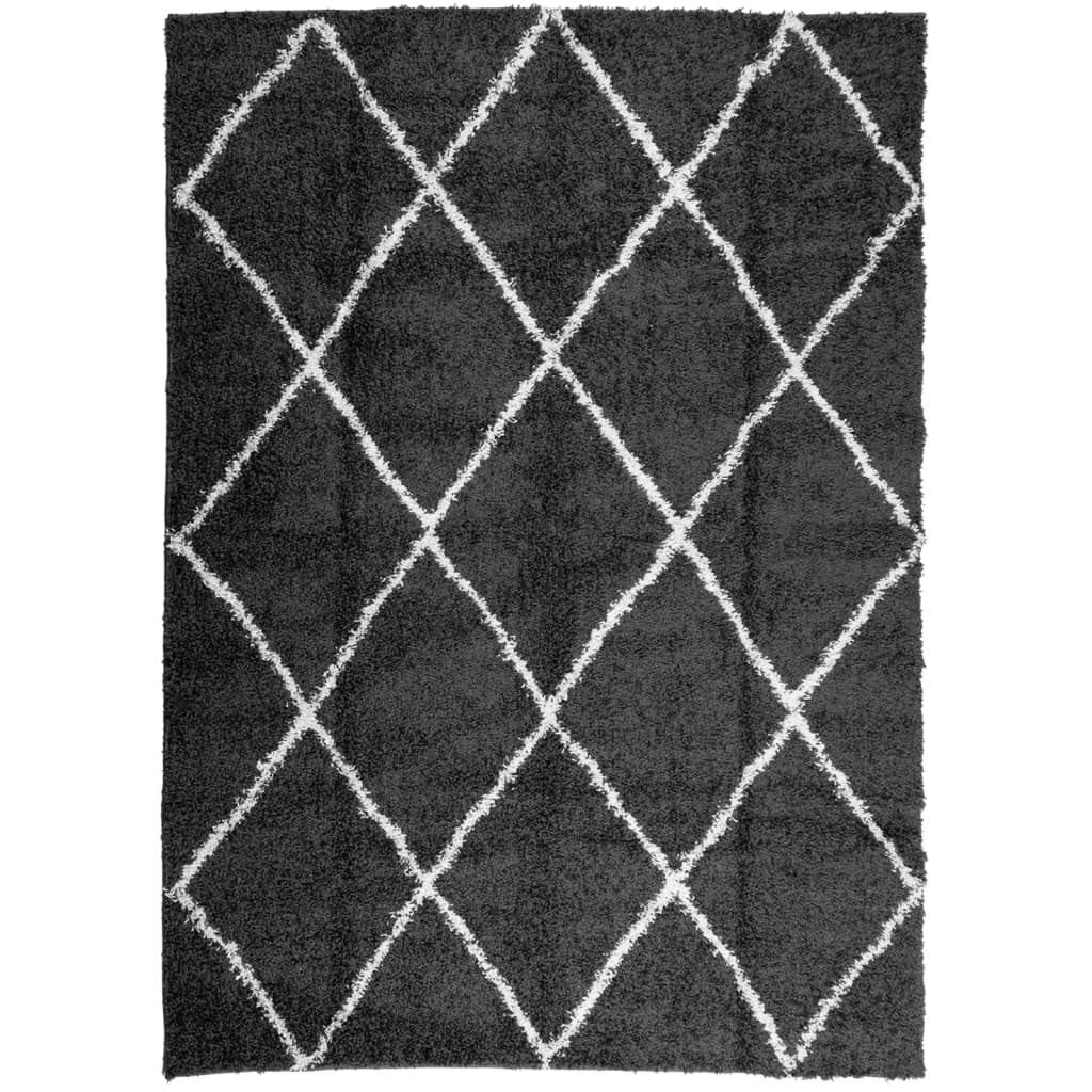 Tappeto Shaggy PAMPLONA a Pelo Lungo Nero e Crema 240x340 cm | homemem39