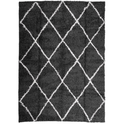 Tappeto Shaggy PAMPLONA a Pelo Lungo Nero e Crema 240x340 cm | homemem39