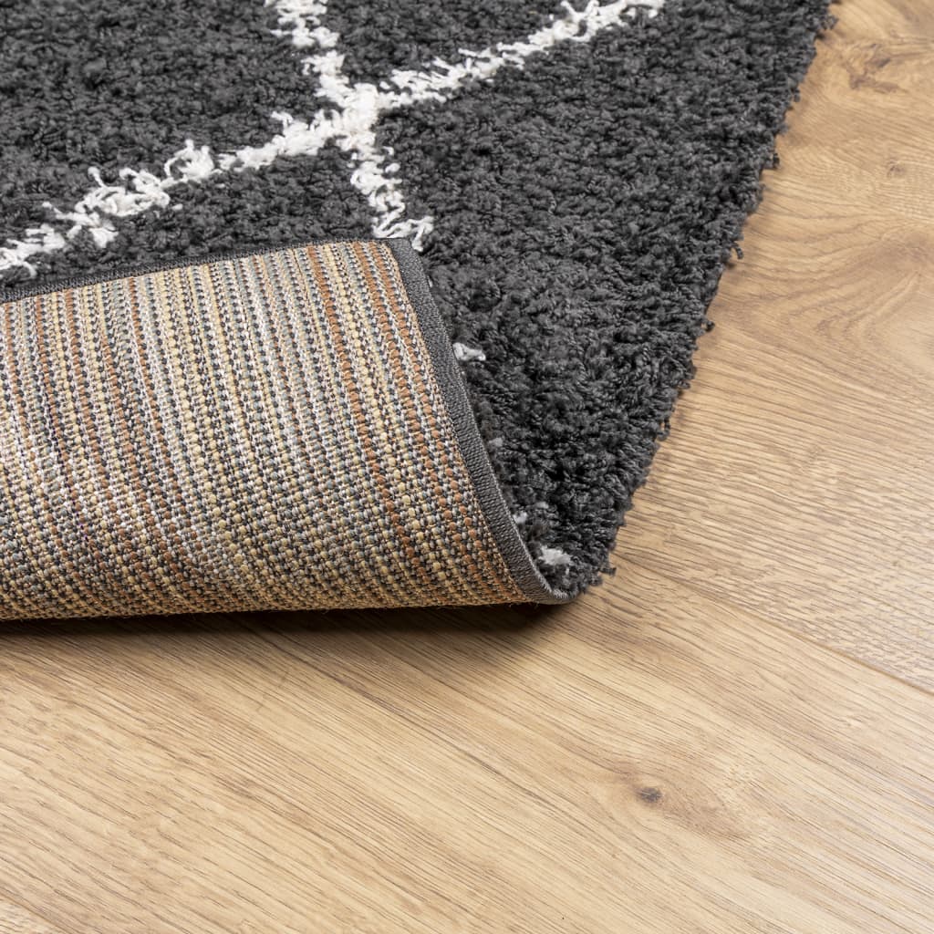 Tappeto Shaggy PAMPLONA a Pelo Lungo Nero e Crema 240x340 cm | homemem39