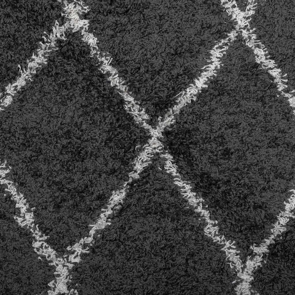 Tappeto Shaggy PAMPLONA a Pelo Lungo Nero e Crema 240x340 cm | homemem39