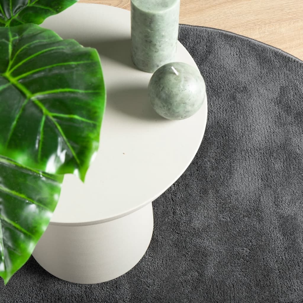 Tappeto OVIEDO a Pelo Corto Antracite Ø 120 cm - homemem39