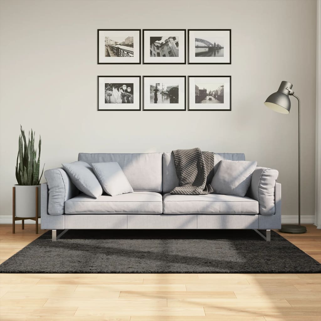 Tappeto a Pelo Lucido Lungo ISTAN Effetto Antracite 120x170 cm - homemem39