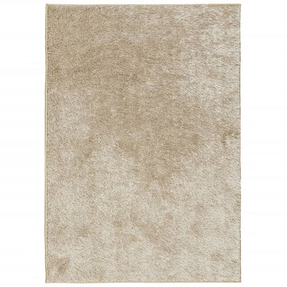 Tappeto a Pelo Lucido Lungo ISTAN Effetto Beige 160x230 cm - homemem39