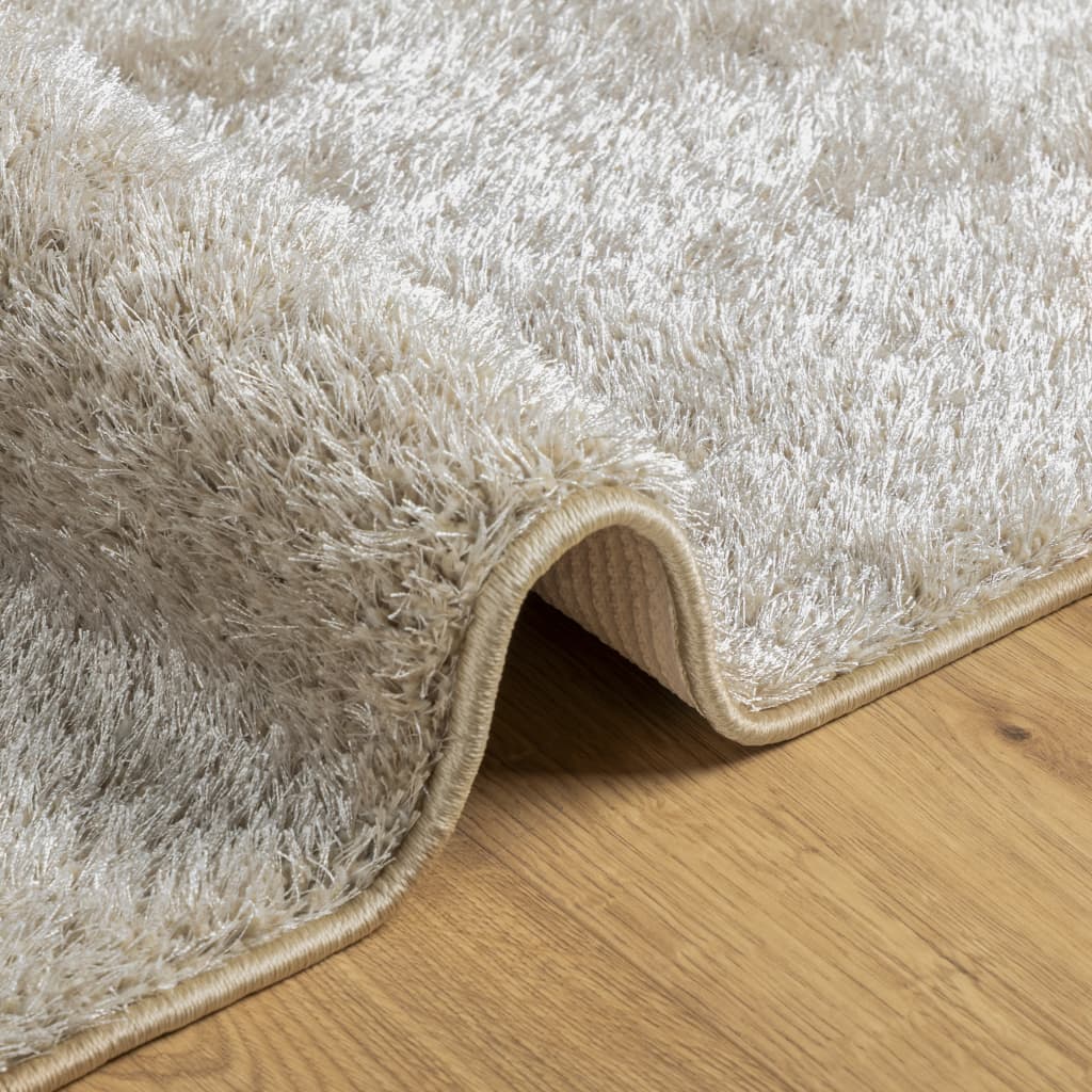 Tappeto a Pelo Lucido Lungo ISTAN Effetto Beige 160x230 cm - homemem39