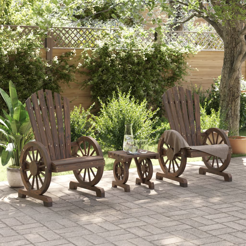 Set Salotto da Giardino 3 pz in Legno Massello di Abete - homemem39