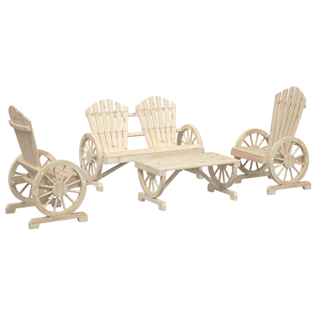 Set Salotto da Giardino 4 pz in Legno Massello di Abete - homemem39