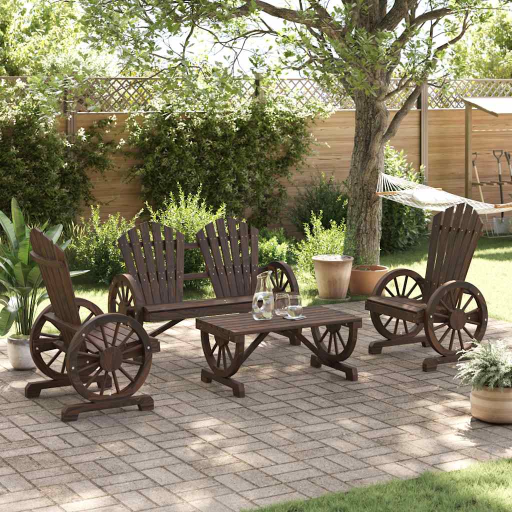 Set Salotto da Giardino 4 pz in Legno Massello di Abete