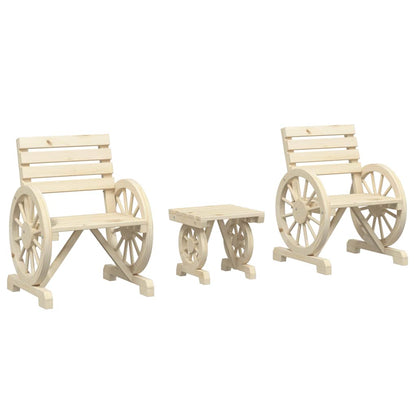 Set Salotto da Giardino 3 pz in Legno Massello di Abete | homemem39