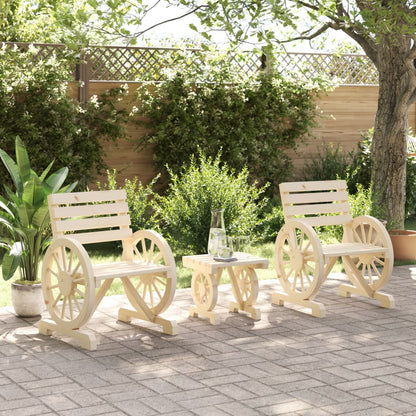 Set Salotto da Giardino 3 pz in Legno Massello di Abete | homemem39