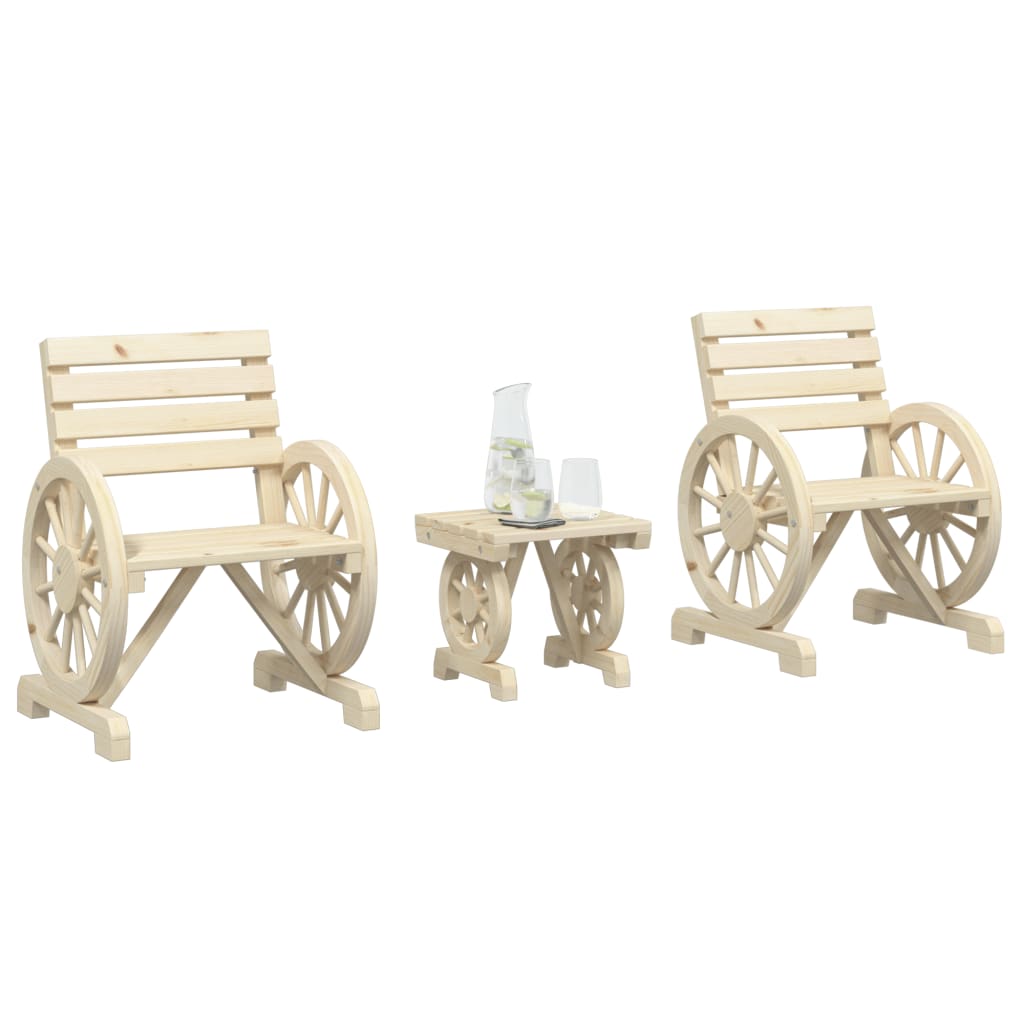 Set Salotto da Giardino 3 pz in Legno Massello di Abete | homemem39