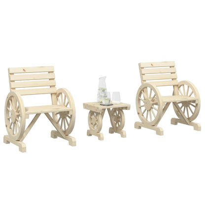 Set Salotto da Giardino 3 pz in Legno Massello di Abete | homemem39
