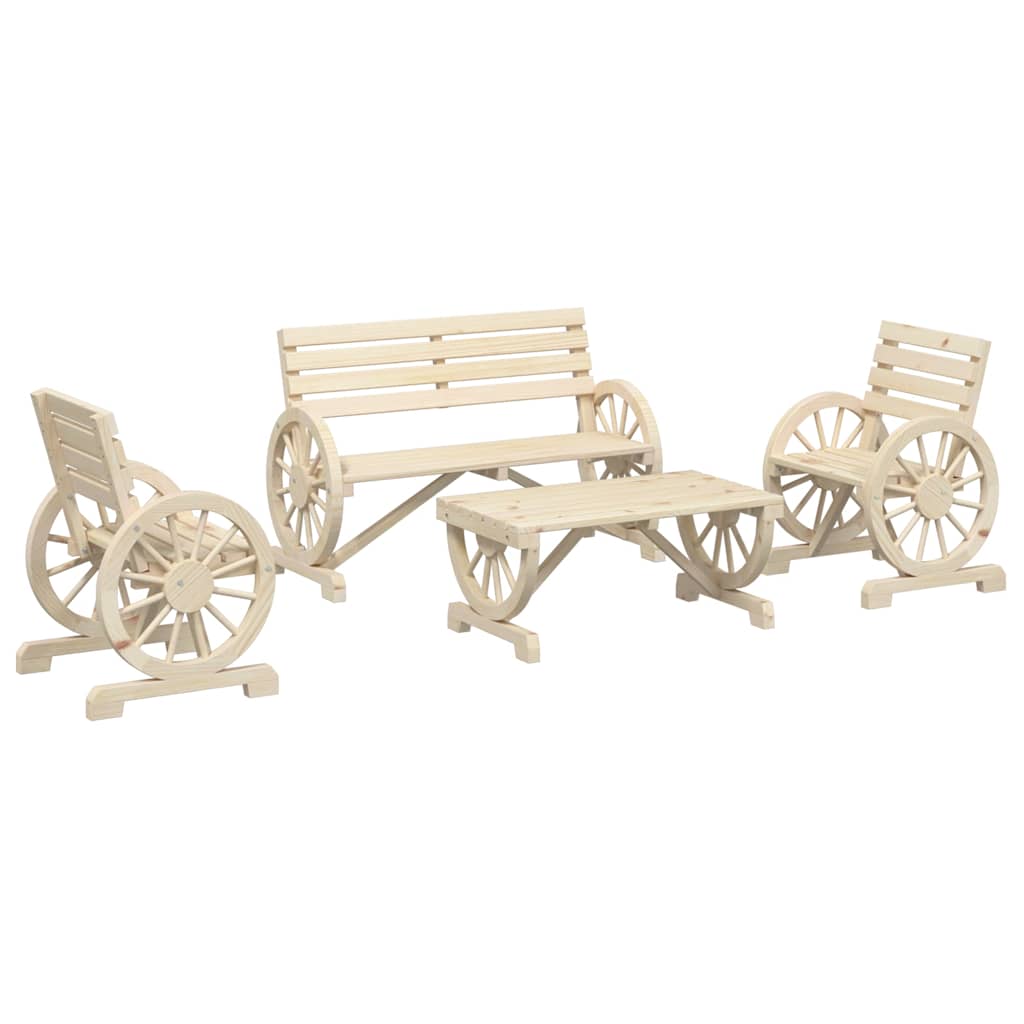 Set Salotto da Giardino 4 pz in Legno Massello di Abete - homemem39