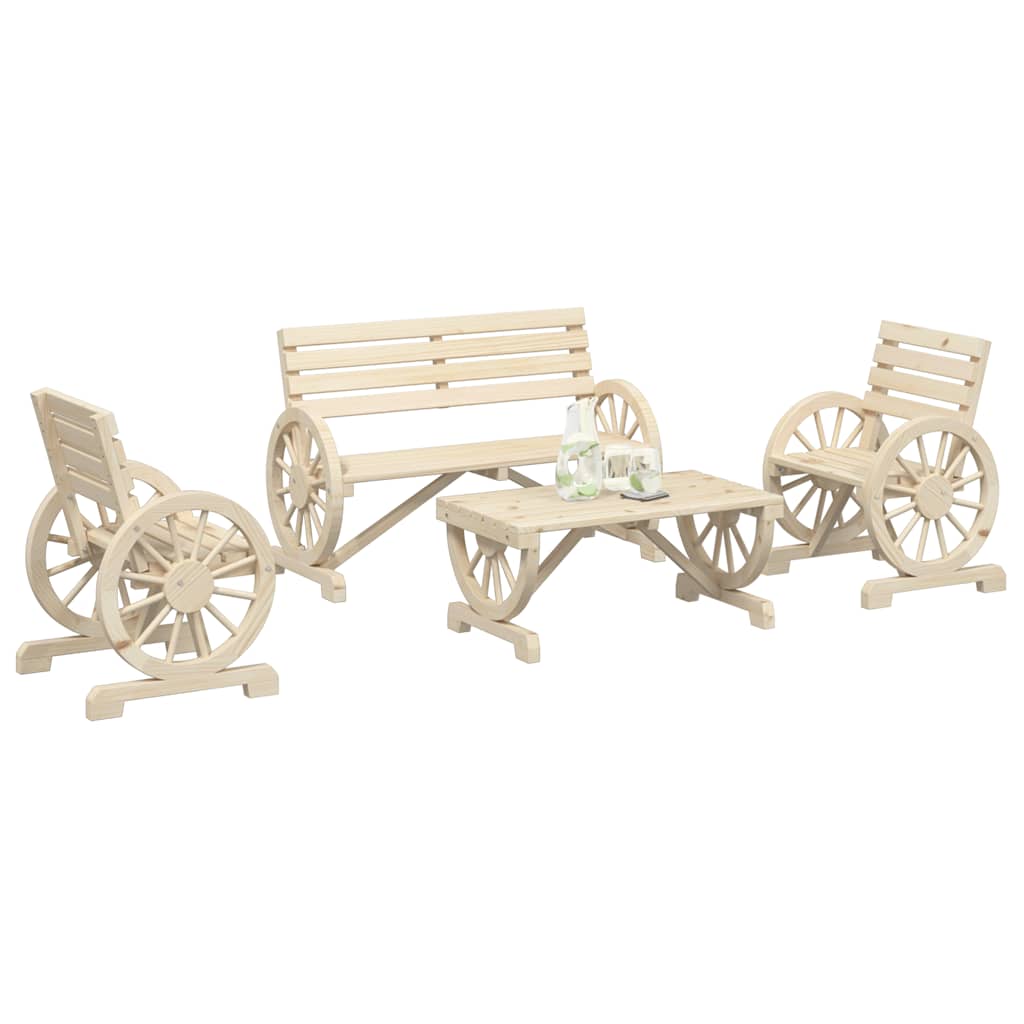 Set Salotto da Giardino 4 pz in Legno Massello di Abete - homemem39