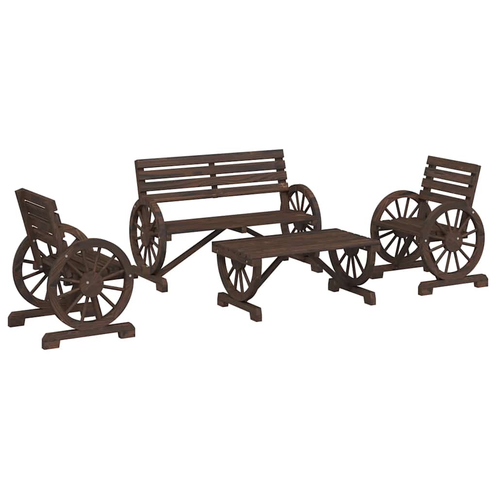 Set Salotto da Giardino 4 pz in Legno Massello di Abete - homemem39