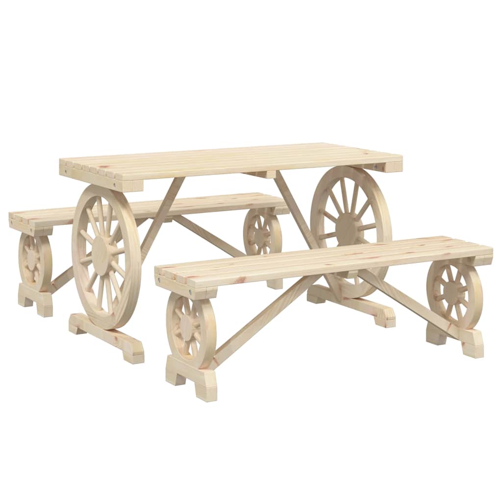 Set da Pranzo da Giardino 3 pz in Legno Massello di Abete | homemem39