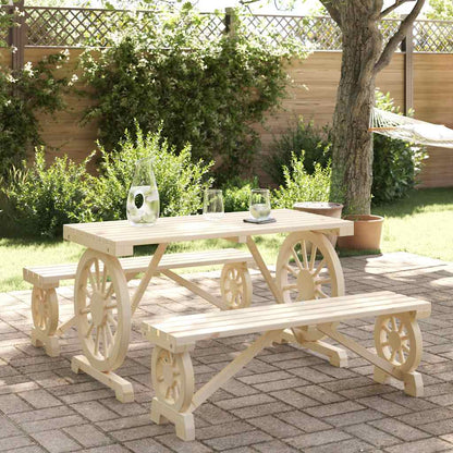 Set da Pranzo da Giardino 3 pz in Legno Massello di Abete | homemem39
