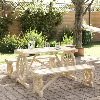 Set da Pranzo da Giardino 3 pz in Legno Massello di Abete - homemem39