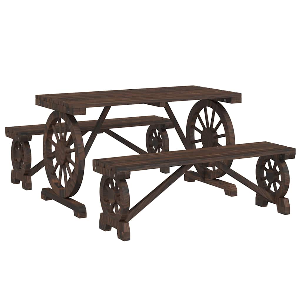 Set da Pranzo da Giardino 3 pz in Legno Massello di Abete | homemem39