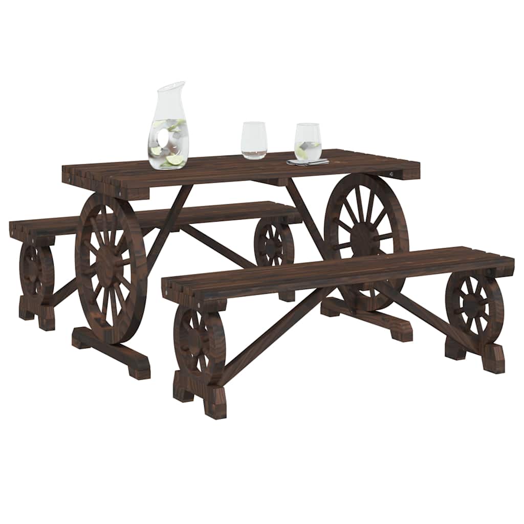 Set da Pranzo da Giardino 3 pz in Legno Massello di Abete | homemem39