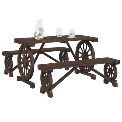 Set da Pranzo da Giardino 3 pz in Legno Massello di Abete | homemem39
