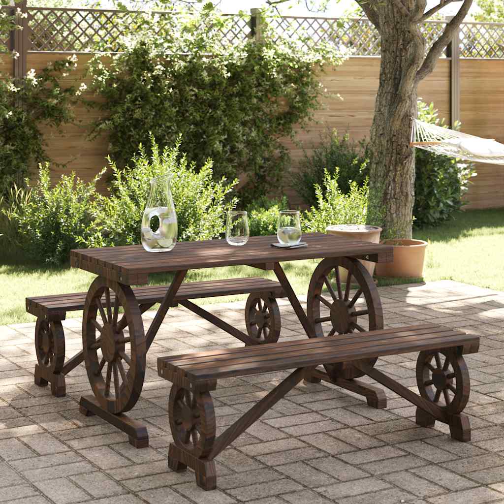 Set da Pranzo da Giardino 3 pz in Legno Massello di Abete | homemem39