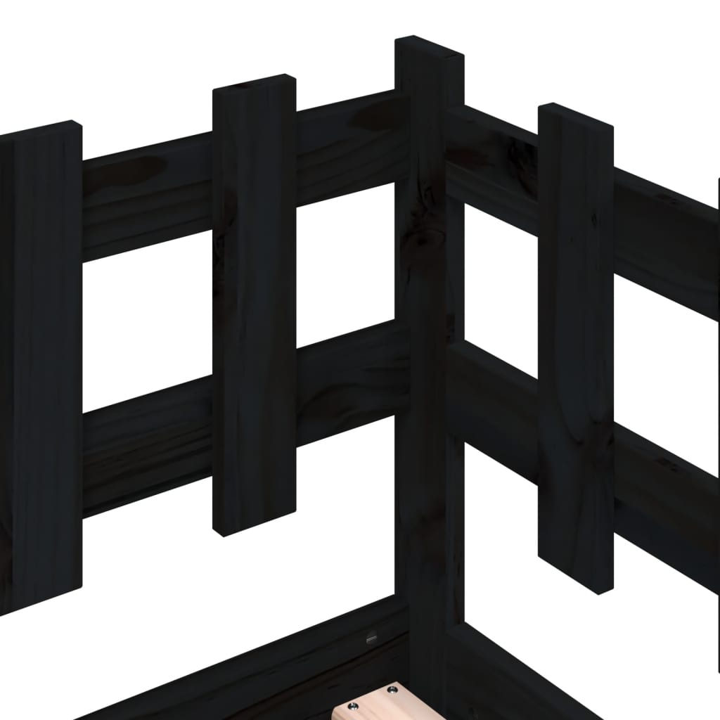 Dormeuse Nera 90x200 cm in Legno Massello di Pino