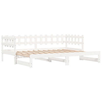Dormeuse Estraibile Bianca 2x(80x200) cm Legno Massello di Pino - homemem39