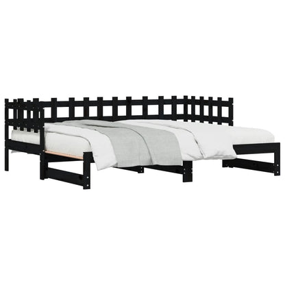 Dormeuse Estraibile Nera 2x(80x200) cm Legno Massello di Pino | homemem39