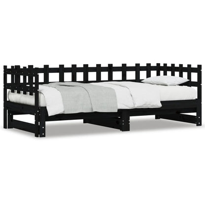 Dormeuse Estraibile Nera 2x(90x200) cm Legno Massello di Pino | homemem39