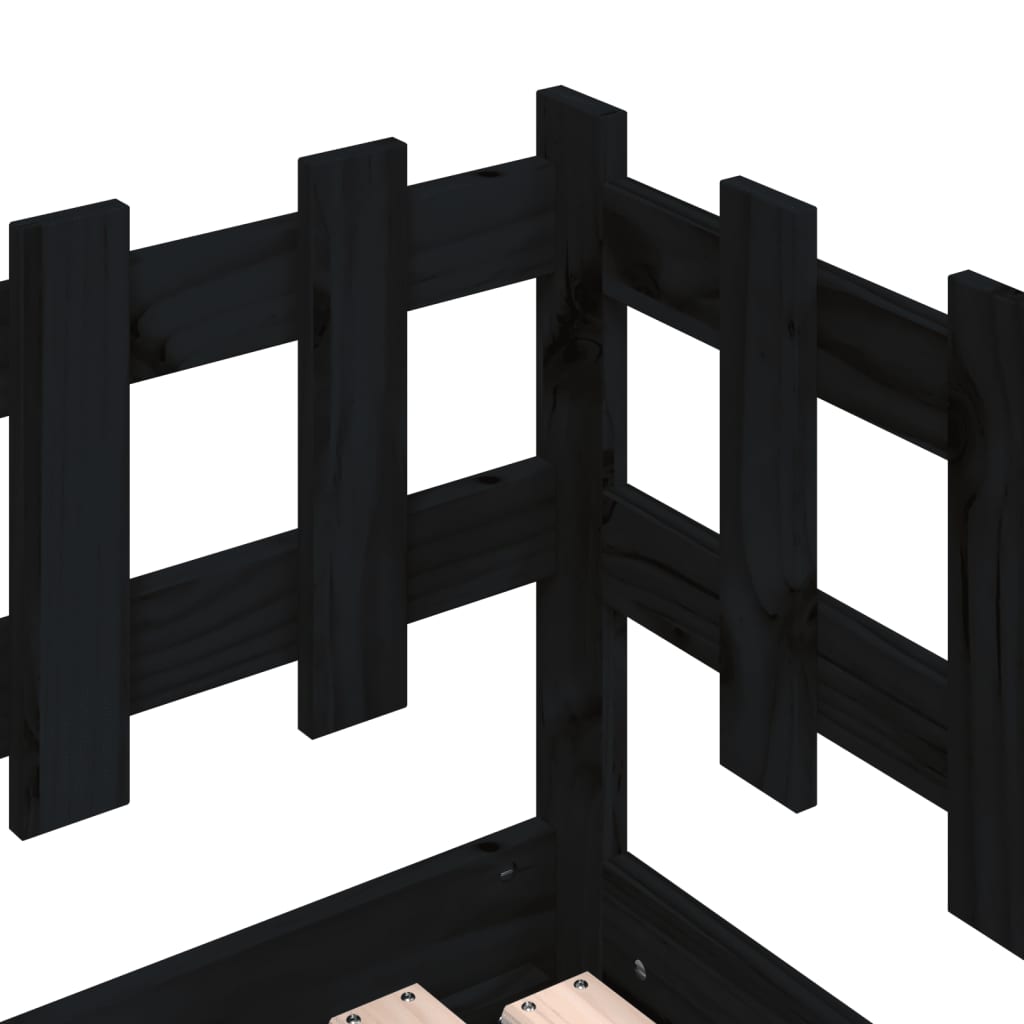 Dormeuse Estraibile Nera 2x(90x200) cm Legno Massello di Pino | homemem39