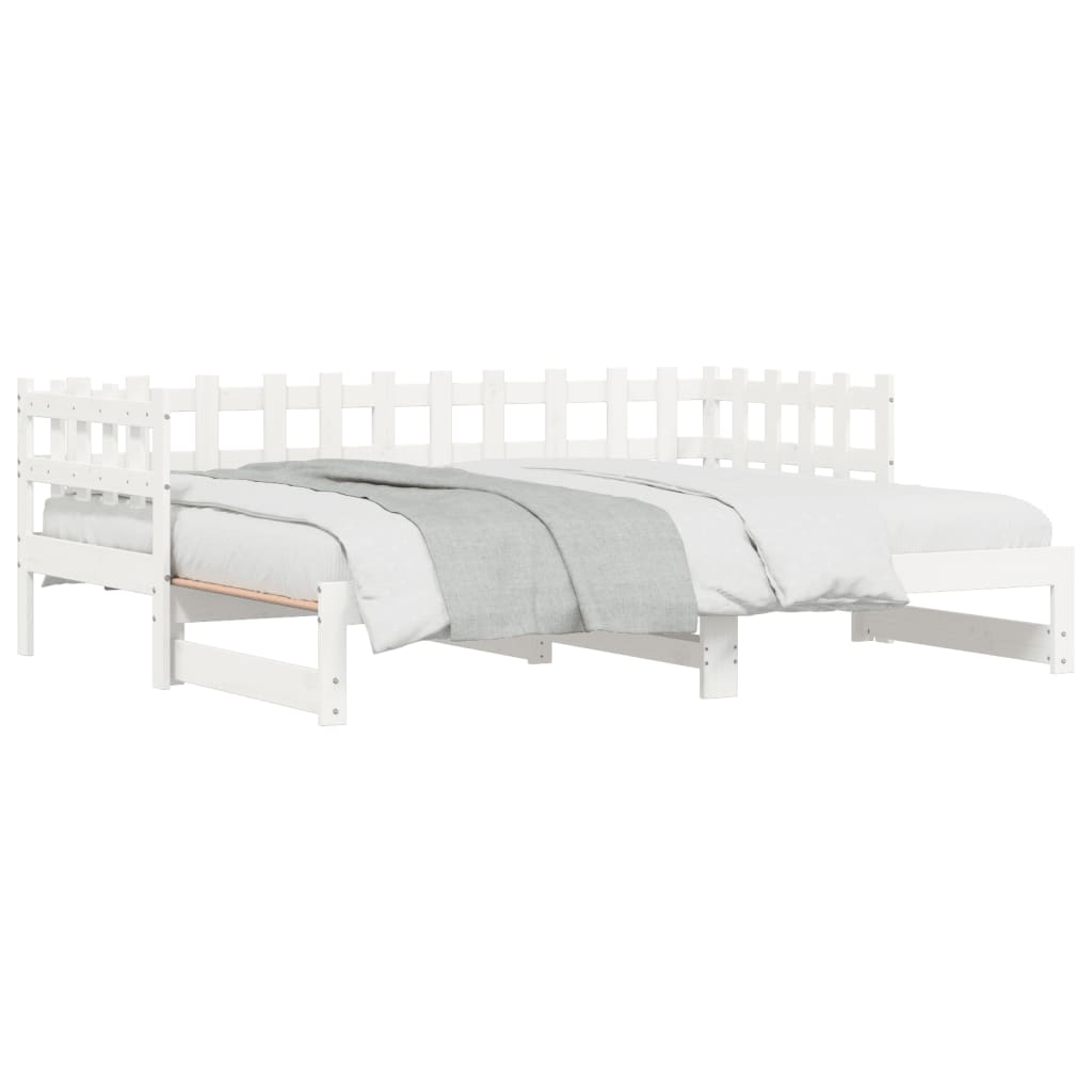 Dormeuse Estraibile Bianca 2x(90x190) cm Legno Massello di Pino | homemem39