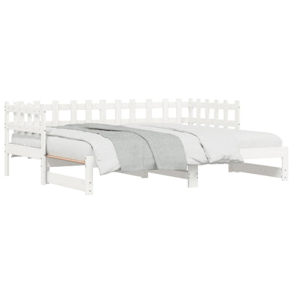 Dormeuse Estraibile Bianca 2x(90x190) cm Legno Massello di Pino | homemem39