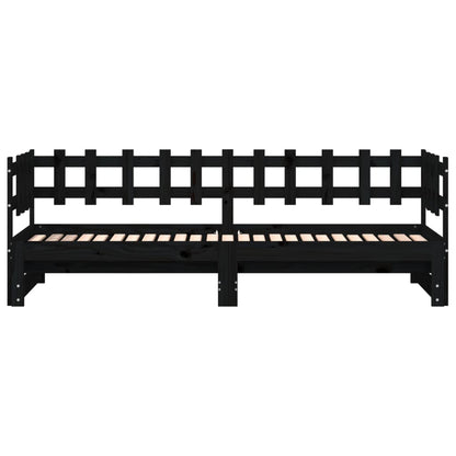 Dormeuse Estraibile Nera 2x(90x190) cm Legno Massello di Pino