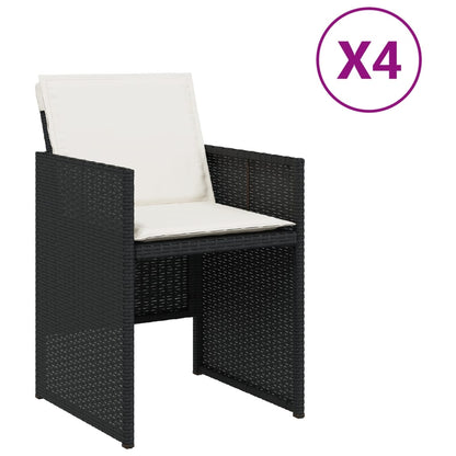 Sedie da Giardino con Cuscini 4 pz Nere in Polyrattan - homemem39