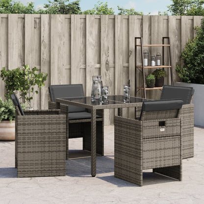 Sedie da Giardino con Cuscini 4pz Grigio in Polyrattan - homemem39