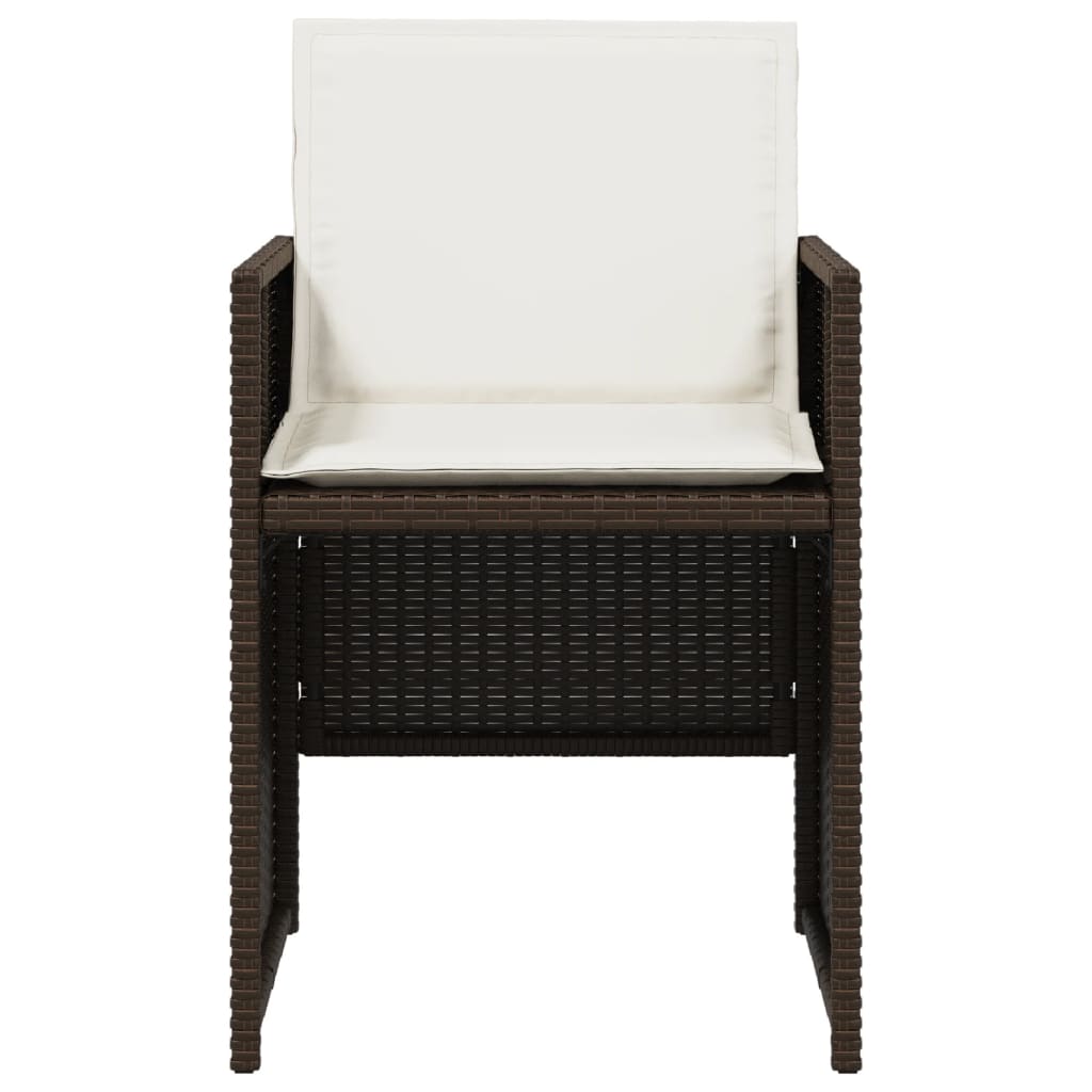 Sedie da Giardino con Cuscini 4 pz Marroni in Polyrattan