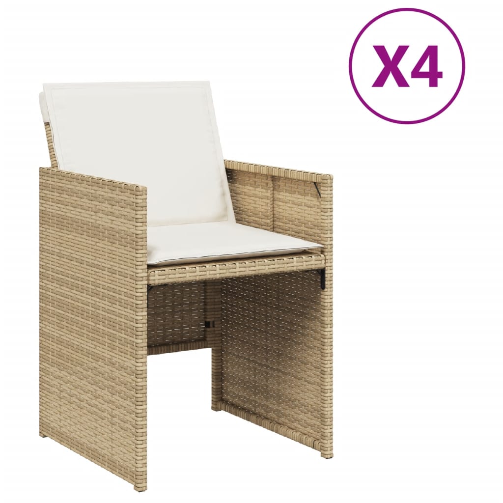 Sedie da Giardino con Cuscini 4 pz Beige in Polyrattan - homemem39