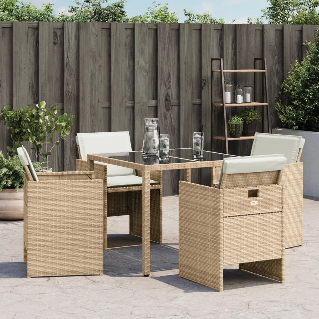 Sedie da Giardino con Cuscini 4 pz Beige in Polyrattan - homemem39
