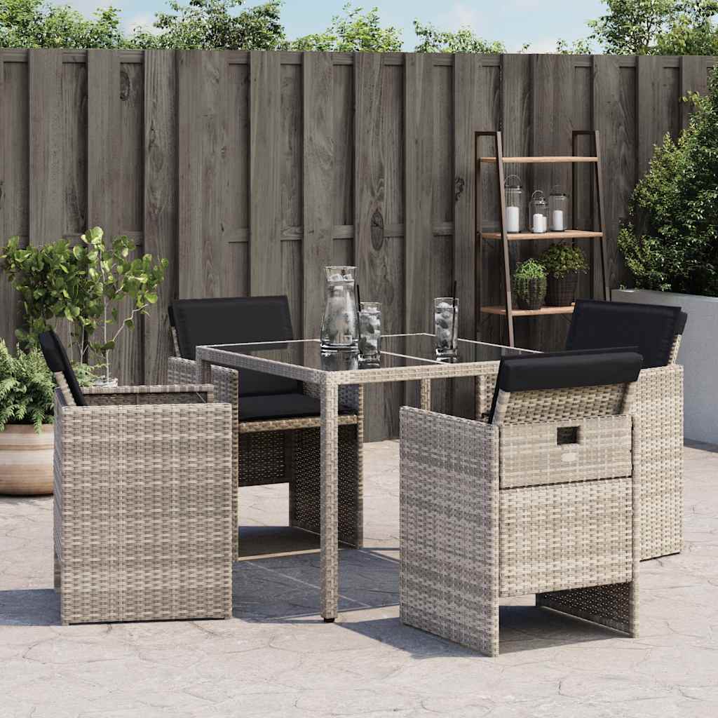 Sedie da Giardino con Cuscini 4 pz Grigio Chiaro in Polyrattan - homemem39