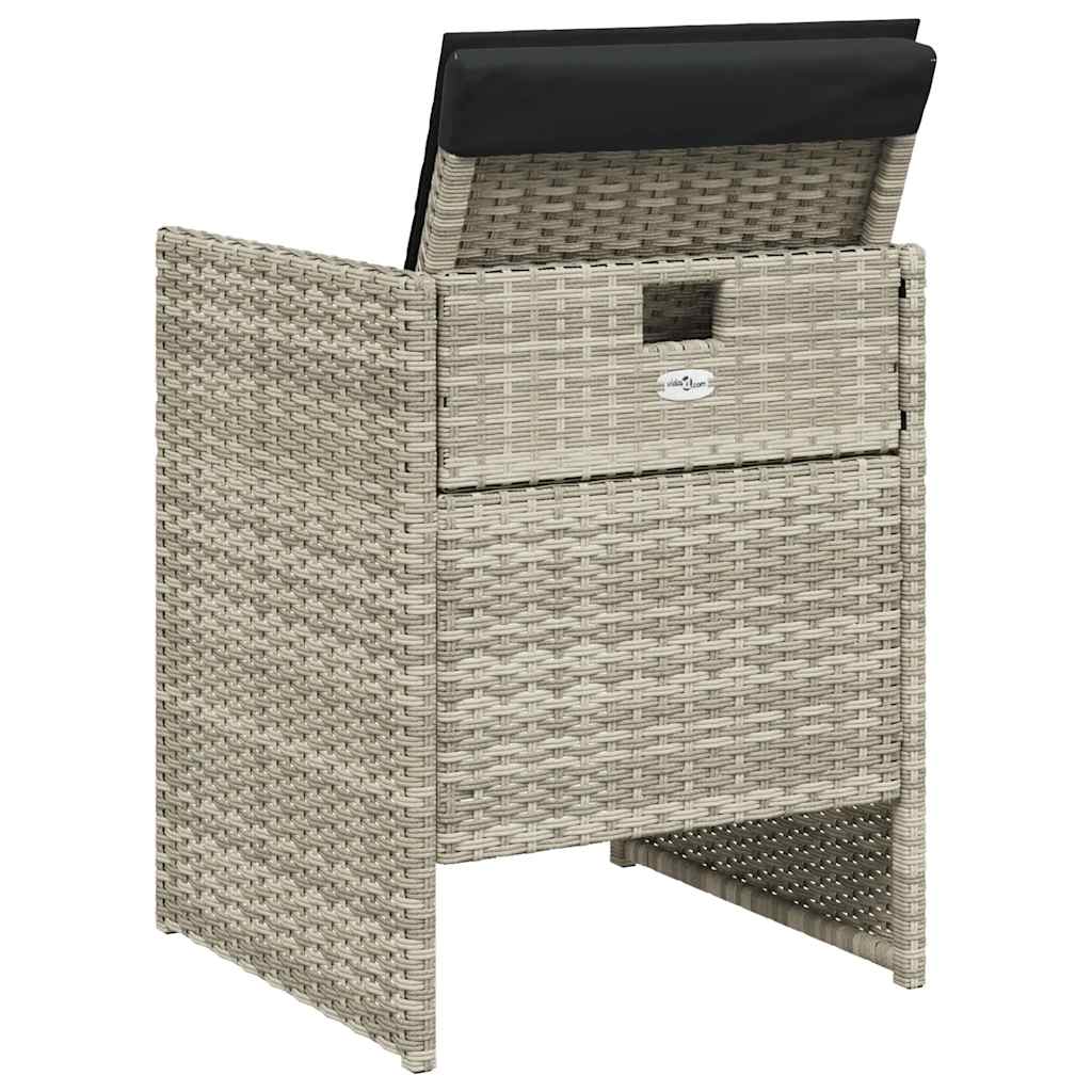 Sedie da Giardino con Cuscini 4 pz Grigio Chiaro in Polyrattan - homemem39