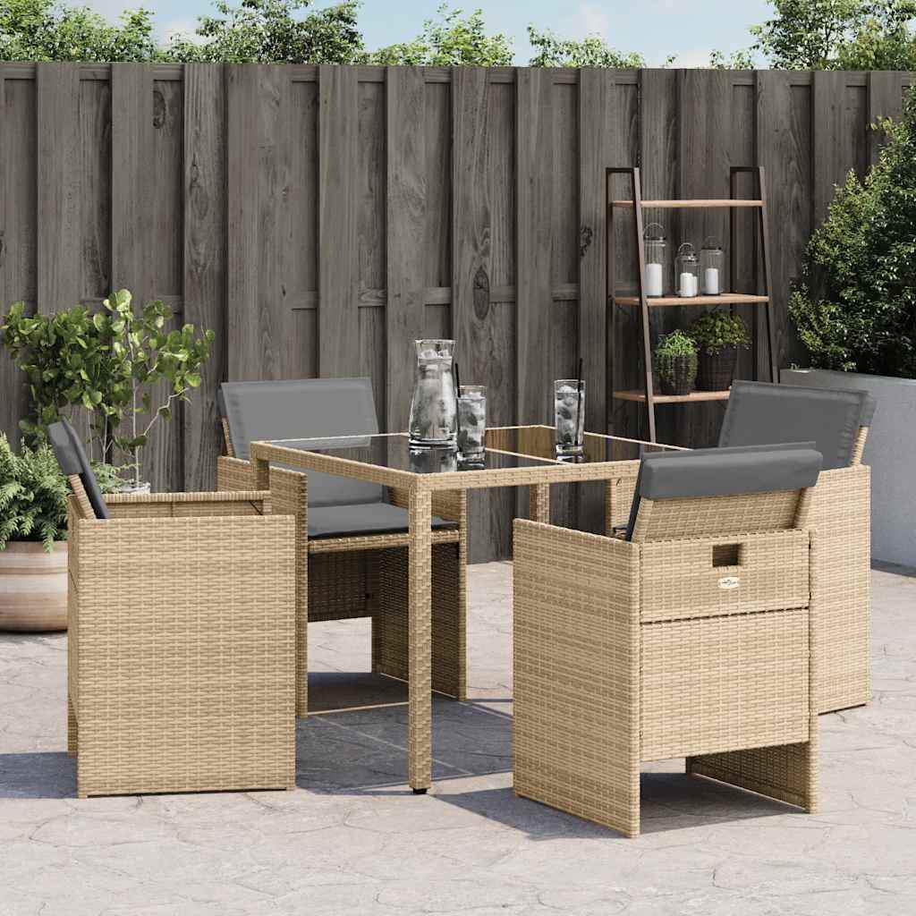 Sedie da Giardino con Cuscini 4 pz Beige Misto in Polyrattan - homemem39
