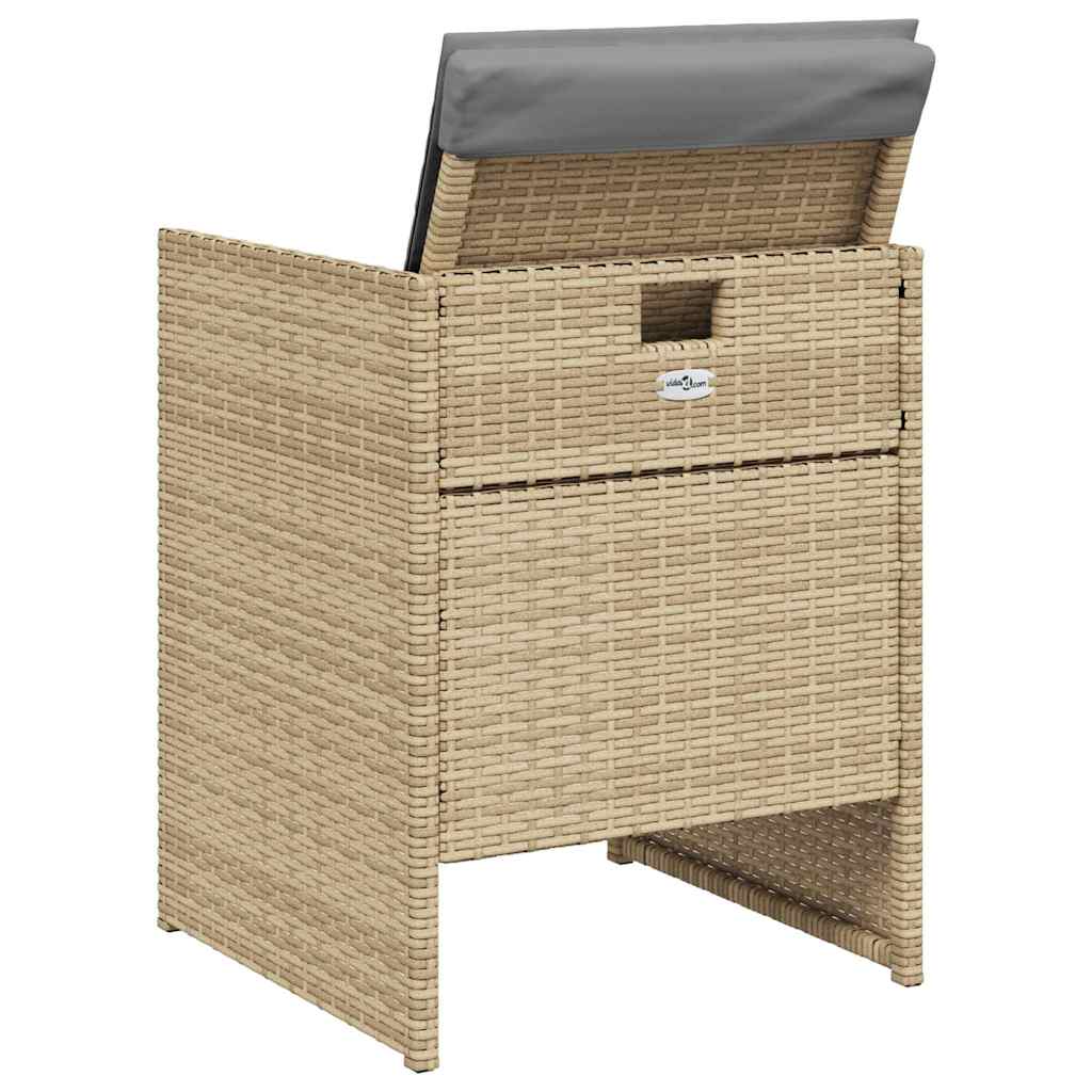 Sedie da Giardino con Cuscini 4 pz Beige Misto in Polyrattan - homemem39