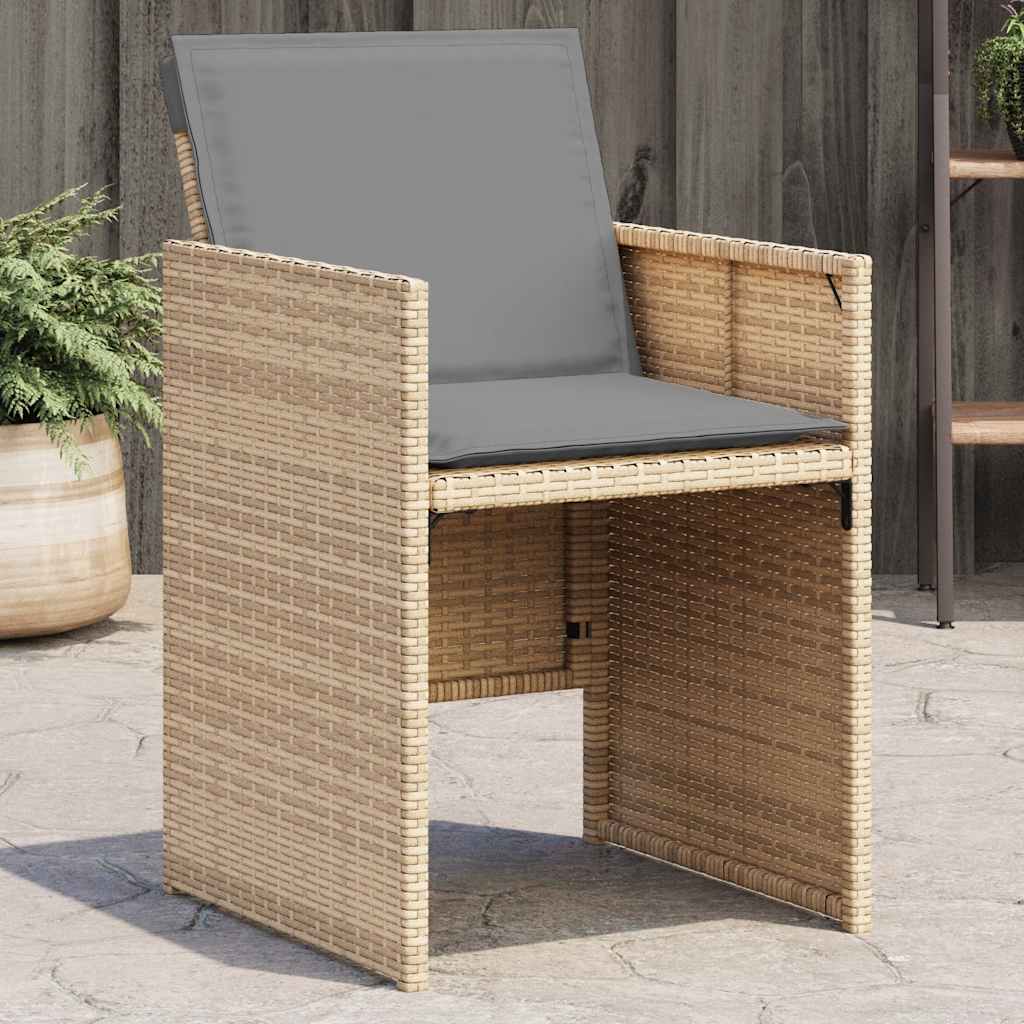 Sedie da Giardino con Cuscini 4 pz Beige Misto in Polyrattan - homemem39