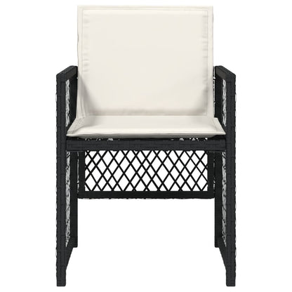 Sedie da Giardino con Cuscini 4 pz Nere in Polyrattan