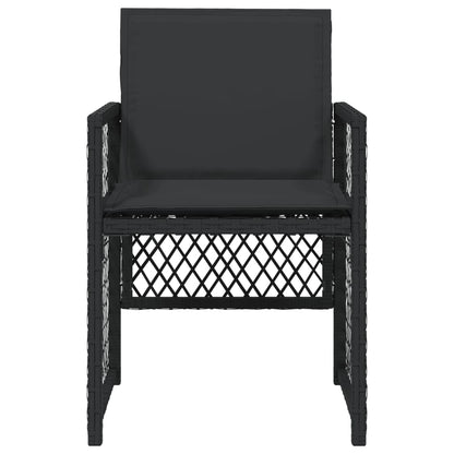 Sedie da Giardino con Cuscini 4 pz Nere in Polyrattan